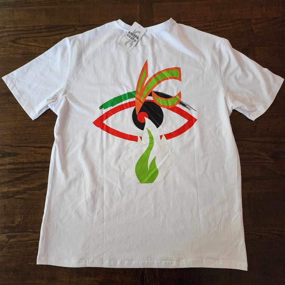 Khiyer Brand T-Shirt Men's XL Graphic Print White NWT